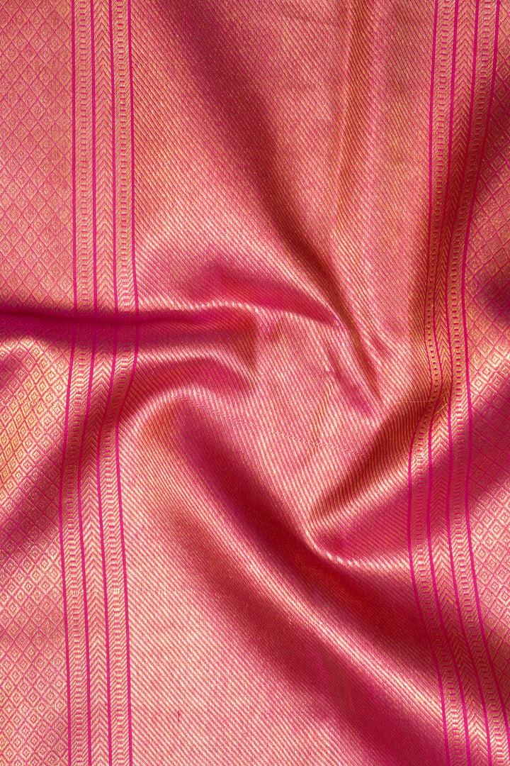 Rani Pink Stripes Pure Kanchipuram Silk Saree - Clio Silks