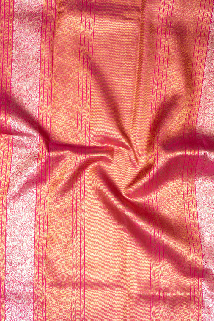 Rani Pink Stripes Pure Kanchipuram Silk Saree - Clio Silks