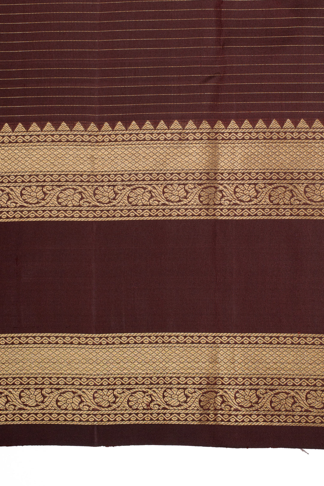 Brown Zari Checks Rettai Pettu Pure Kanchipuram Silk Saree