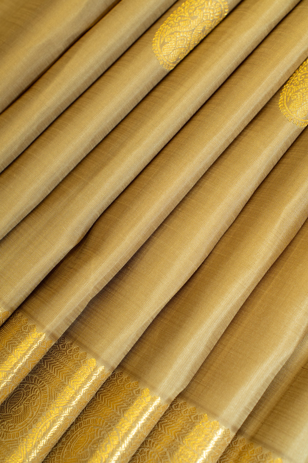 Sand beige pure Kanchipuram silk saree