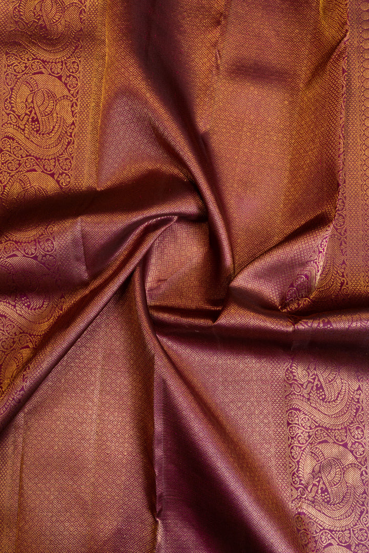 Magenta purple traditional pure Kanchipuram silk saree
