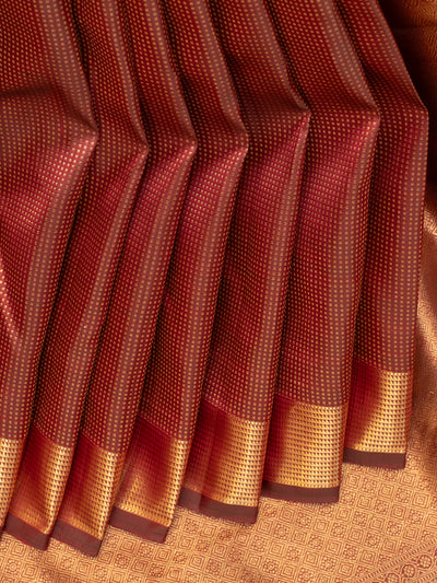 Maroon muthu zari pure Kanchipuram silk saree