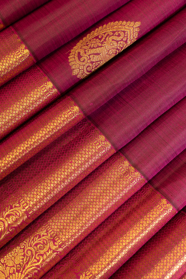 Magenta purple traditional pure Kanchipuram silk saree