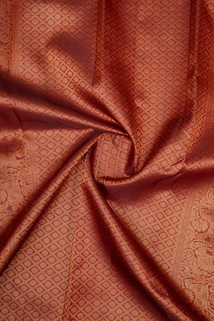 Maroon zari checks pure kanchipuram silk saree