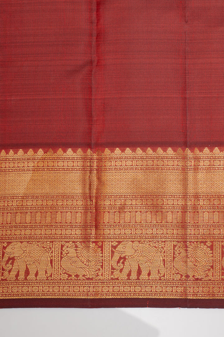 Maroon zari checks pure kanchipuram silk saree