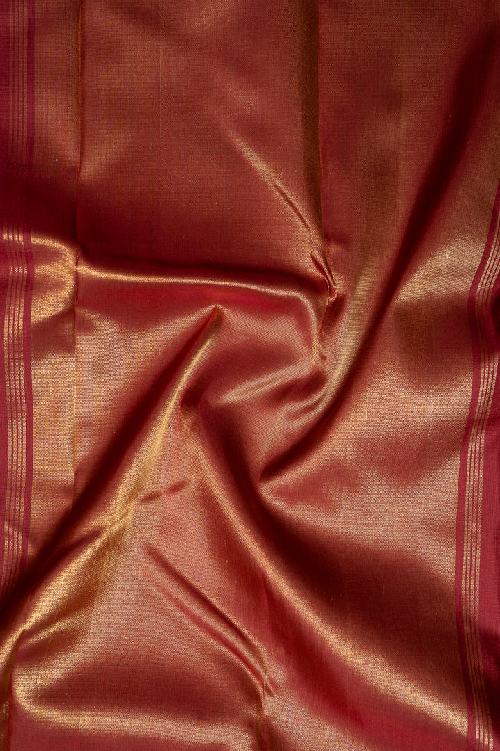 Golden Green Pure Zari Checks Kanchipuram Silk Saree - Clio Silks