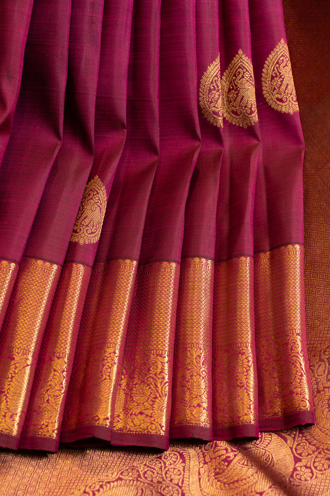 Magenta purple traditional pure Kanchipuram silk saree