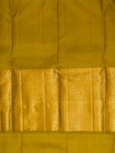 Olive green traditional pure Kanchipuram silk saree