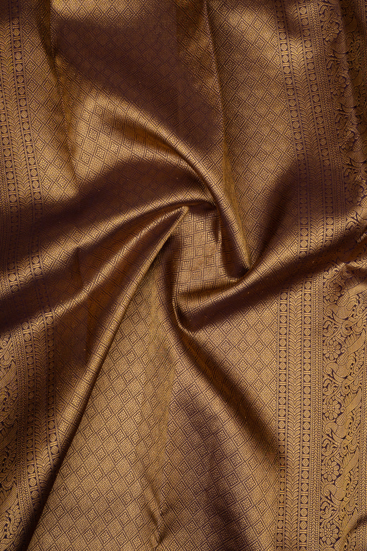 Dark Purple Laksha Butta Pure Kanchipuram Silk Saree