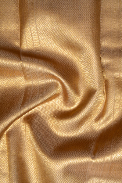 Fawn Gold Zari Stripes Pure Kanchipuram Silk Saree - Clio Silks