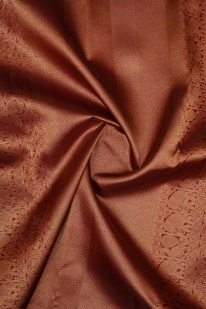 Maroon Rettai Pettu Pure Kanchipuram Silk Saree