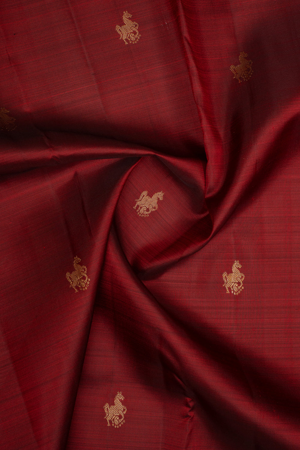 Maroon Rettai Pettu Pure Kanchipuram Silk Saree
