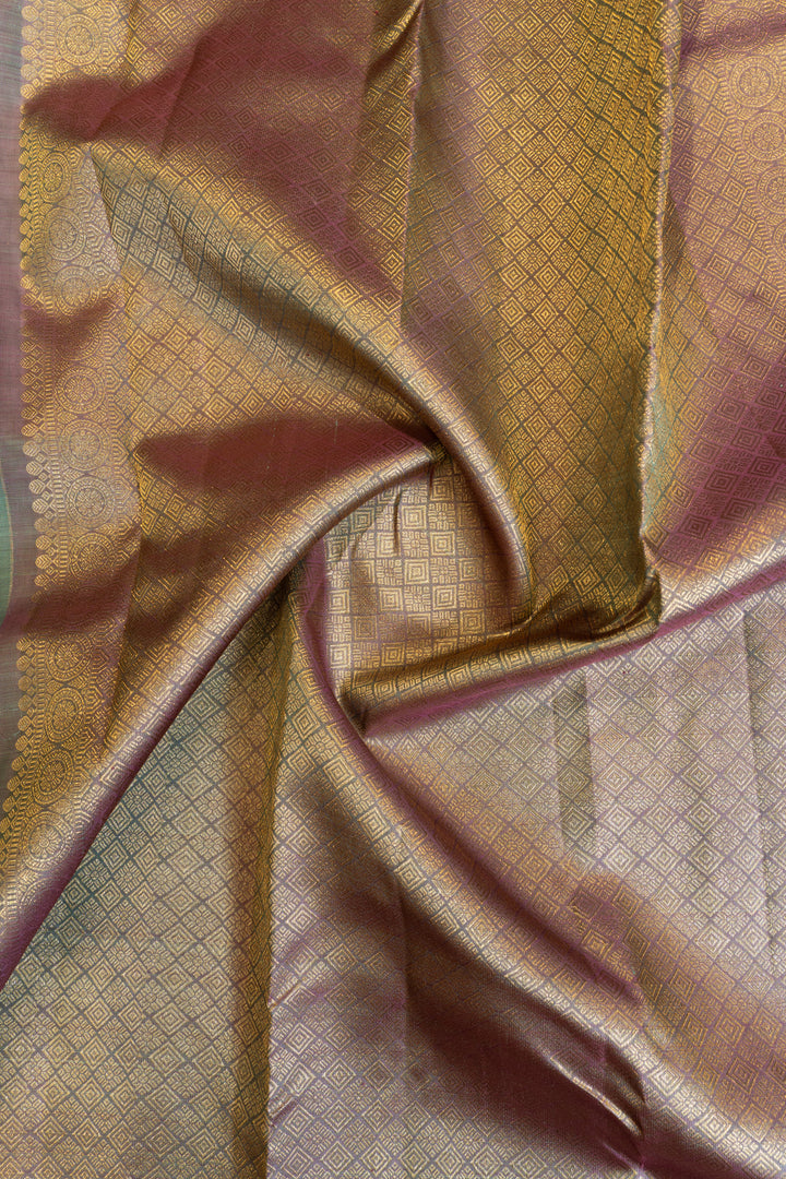 Teal blue zari checks pure Kanchipuram silk saree