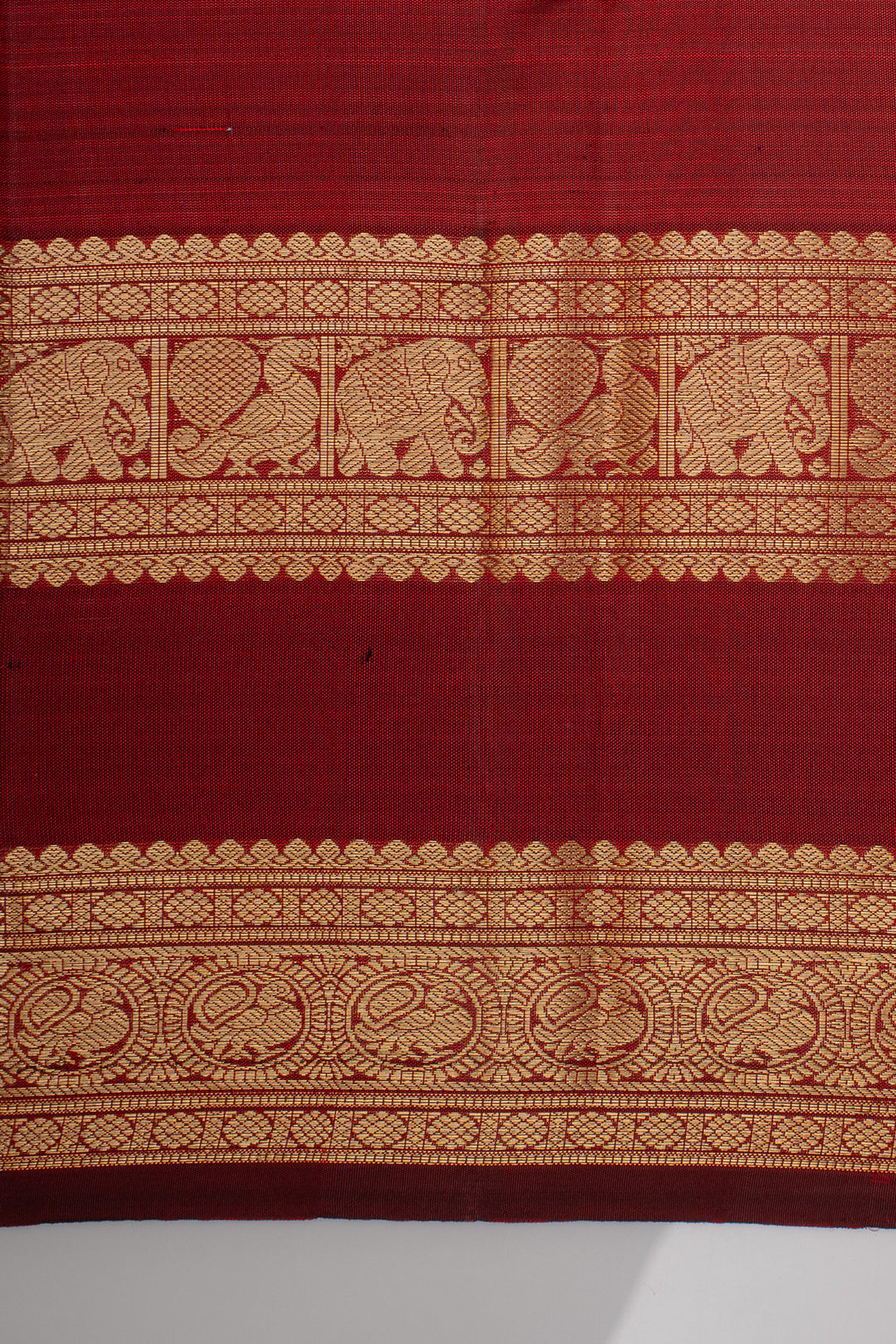 Maroon Rettai Pettu Pure Kanchipuram Silk Saree