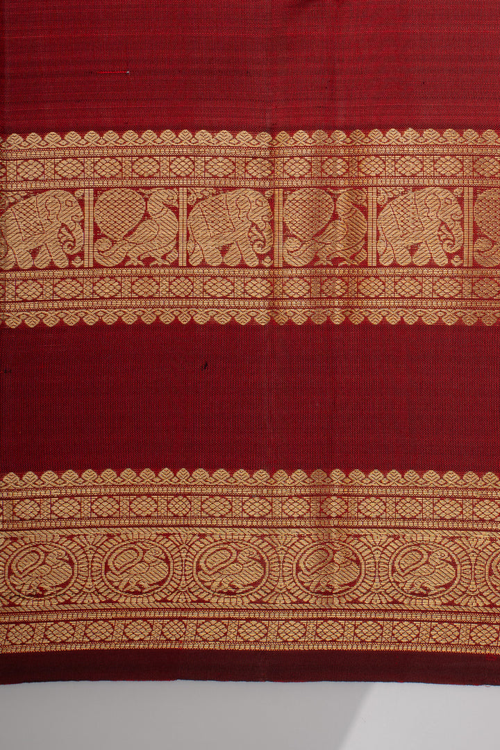 Maroon Rettai Pettu Pure Kanchipuram Silk Saree