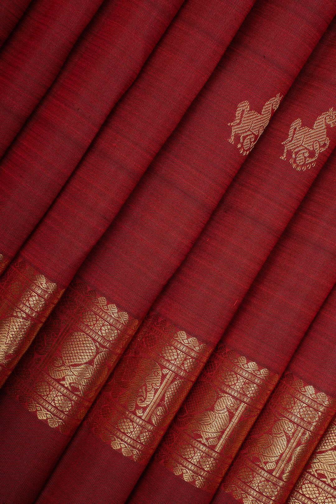 Maroon Rettai Pettu Pure Kanchipuram Silk Saree