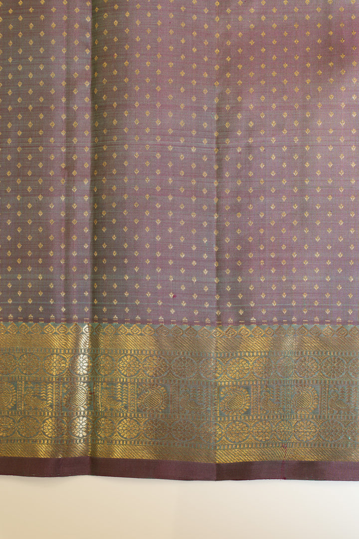 Teal blue zari checks pure Kanchipuram silk saree