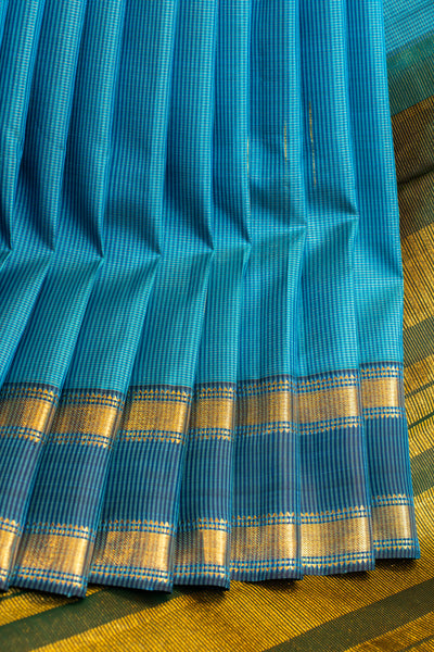 Anandhi blue malli Moggu stripes pure Kanchipuram silk saree