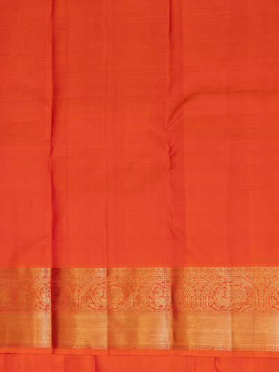 Peach orange small border pure Kanchipuram silk saree