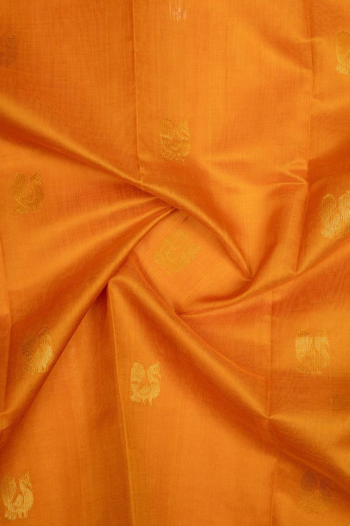 Rust Orange and Black Pure Silk Cotton Saree