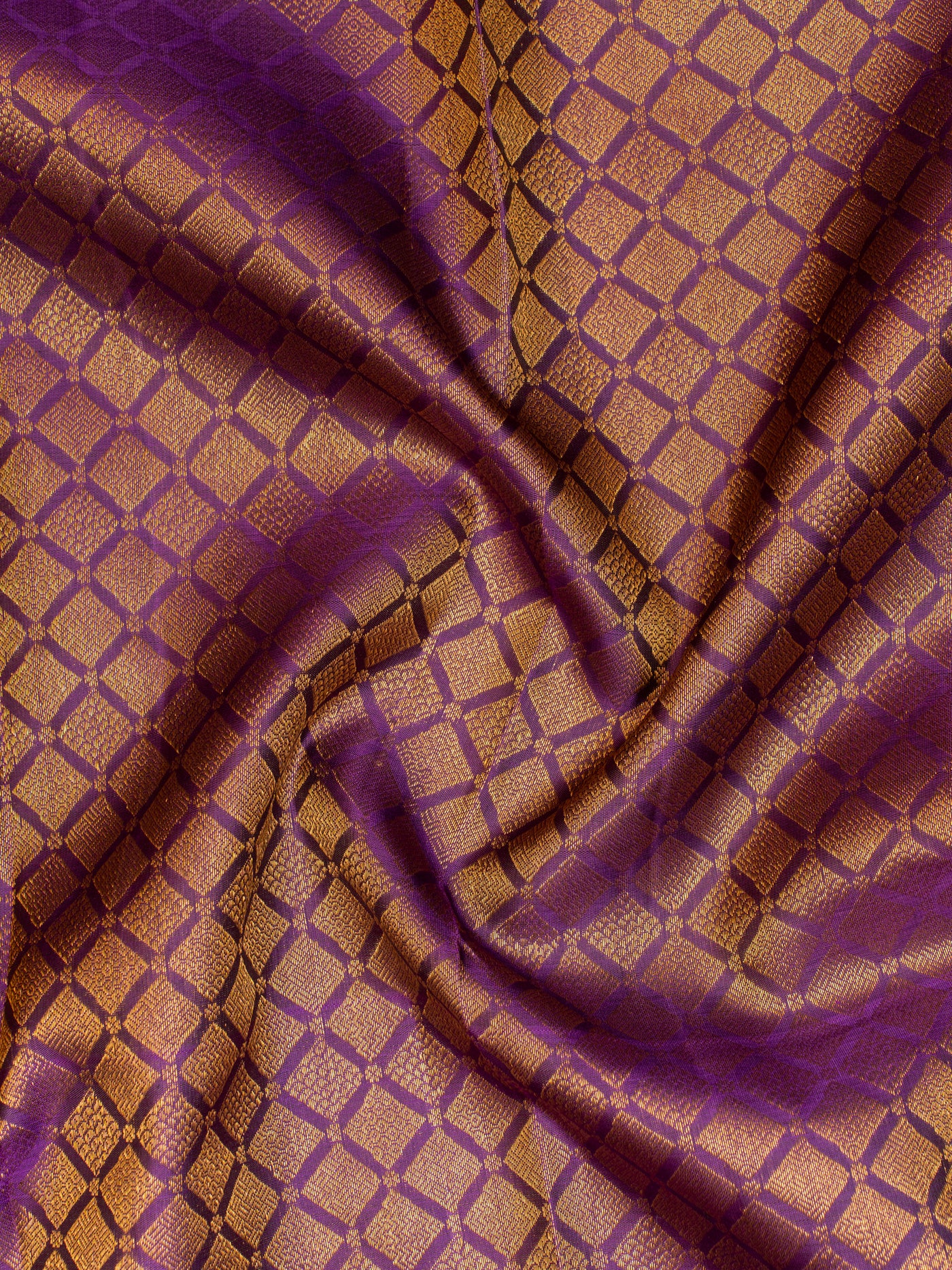 Purple half and half pure Kanchipuram silk saree