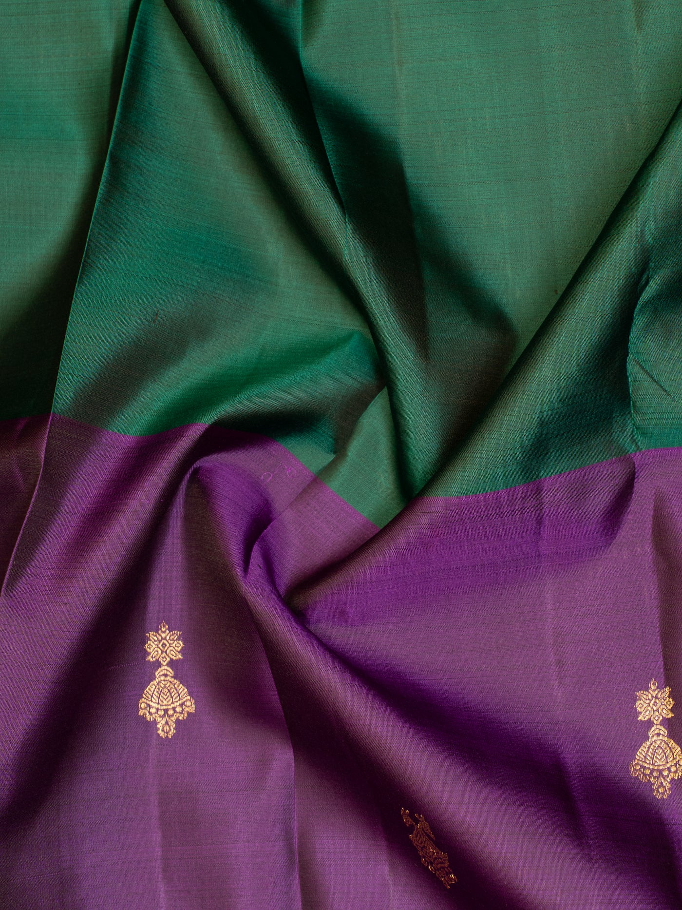 Purple half and half pure Kanchipuram silk saree