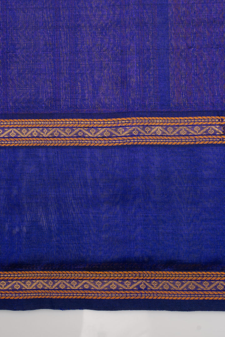 Peacock Blue Neli Stripes Pure Silk Cotton Saree