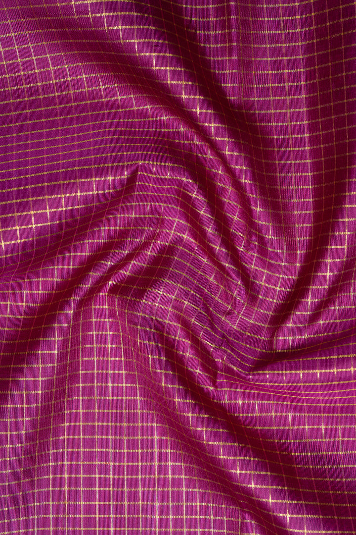 Plum Purple and Red Pure Zari Kanchipuram Silk Saree - Clio Silks