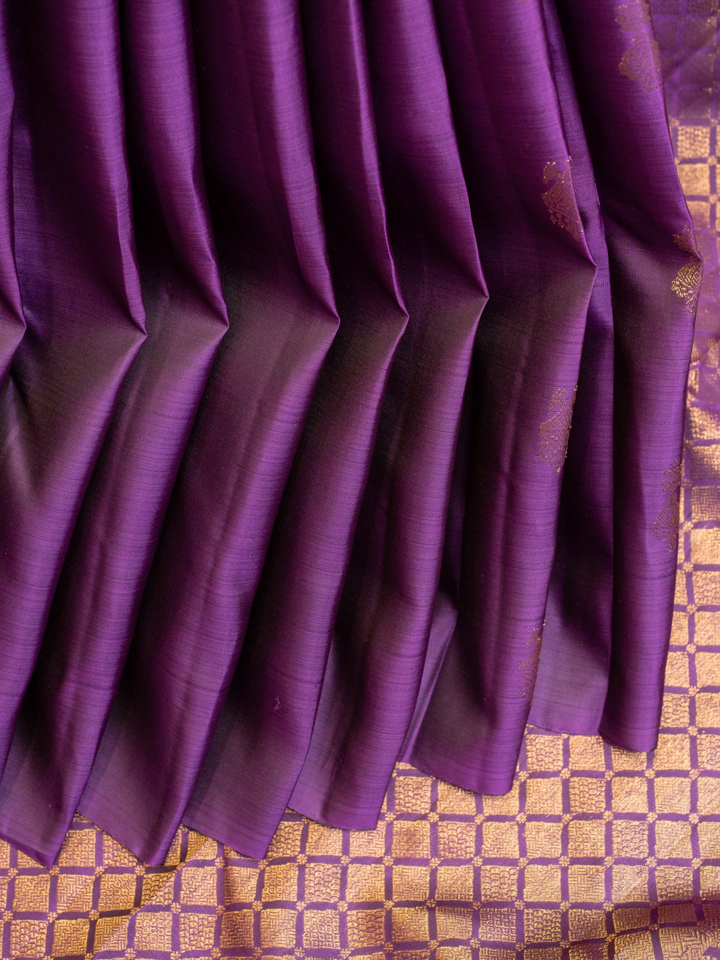 Purple half and half pure Kanchipuram silk saree