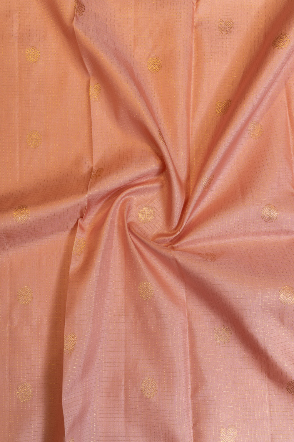 Salmon pink pastel zari checks pure Kanchipuram silk saree