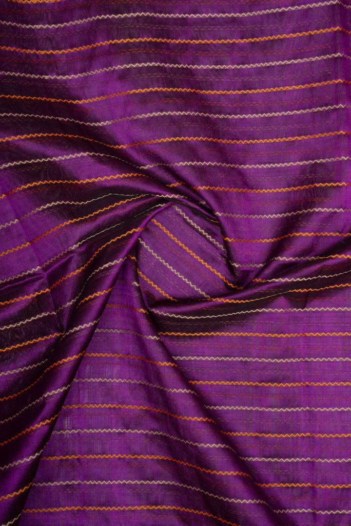 Purple Neli Stripes Pure Silk Cotton Saree