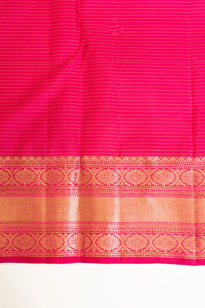 Salmon pink pastel zari checks pure Kanchipuram silk saree