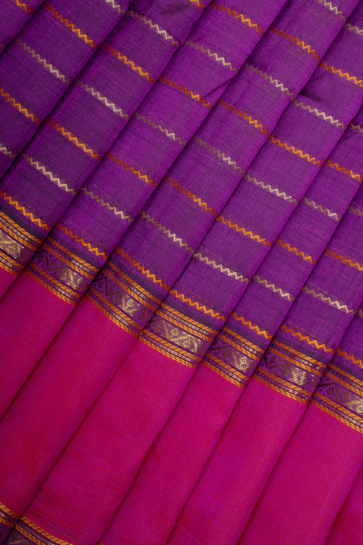 Purple Neli Stripes Pure Silk Cotton Saree