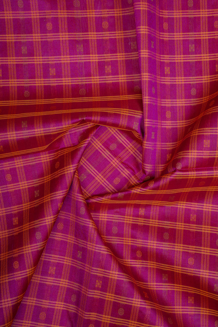 Pink Thread Checks Pure Silk Cotton Saree