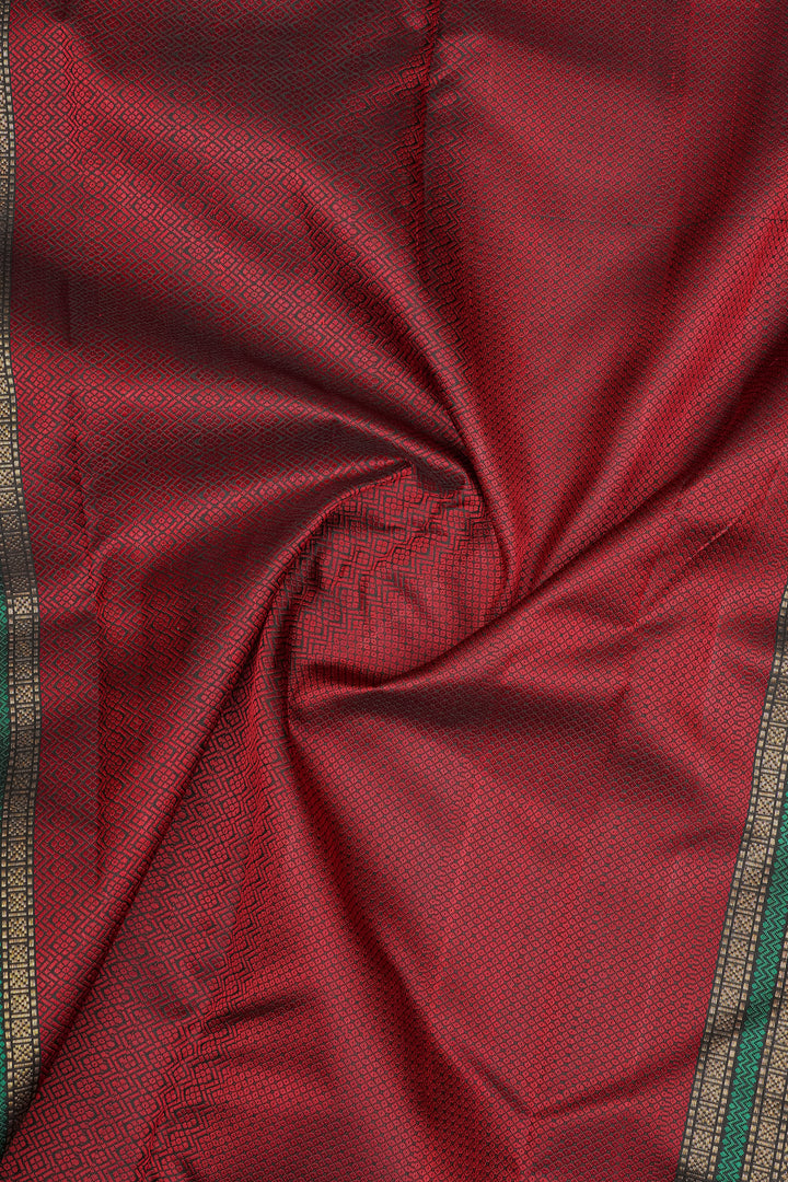 Beige and Red Dupian Pure Kanchipuram Silk Saree