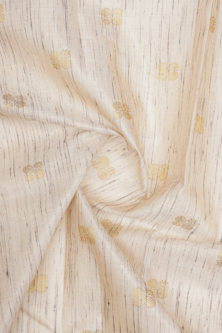 Beige and Red Dupian Pure Kanchipuram Silk Saree