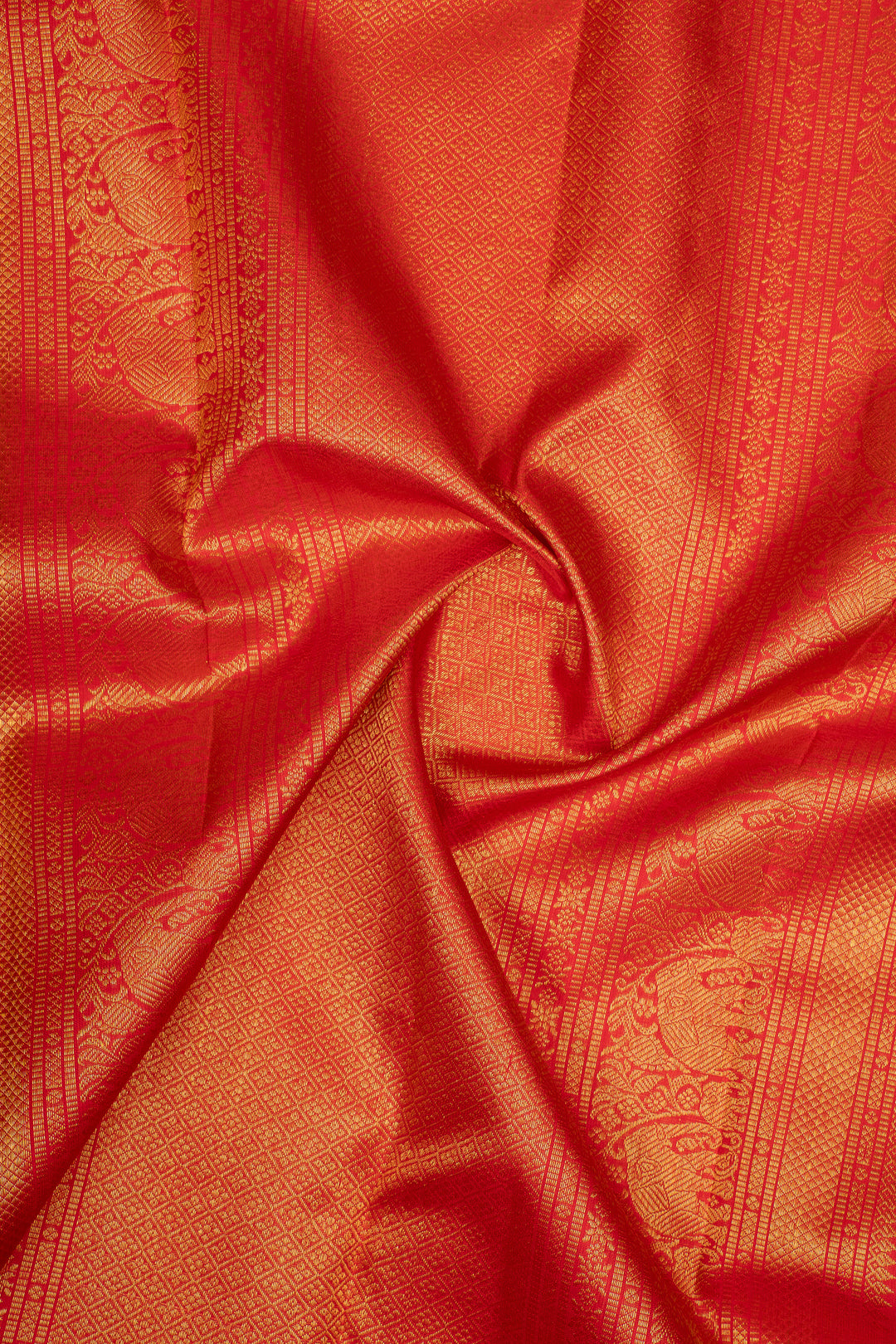 Brown Checks Pure Kanchipuram Silk Saree
