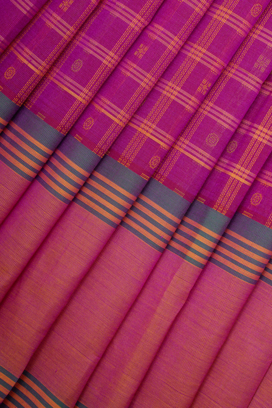 Pink Thread Checks Pure Silk Cotton Saree