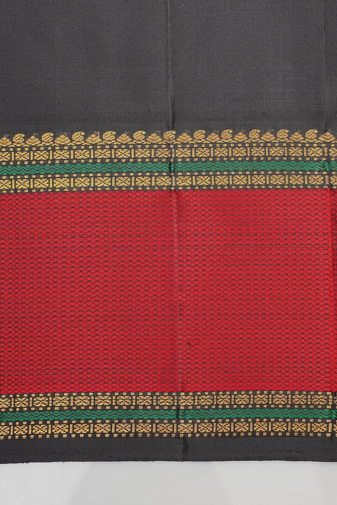 Beige and Red Dupian Pure Kanchipuram Silk Saree