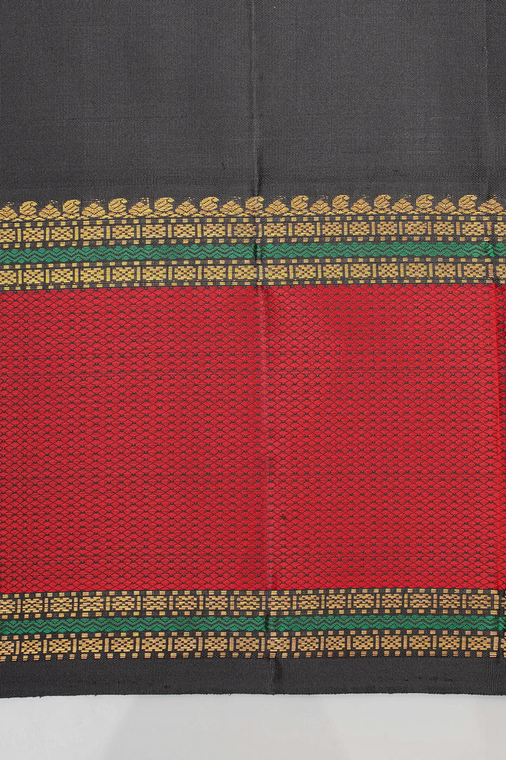Beige and Red Dupian Pure Kanchipuram Silk Saree