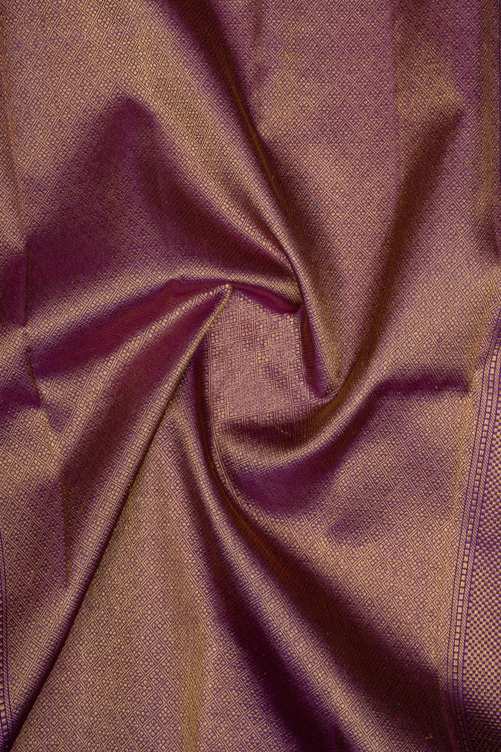 Lakshmi Red and purple Jamdani checks Checks Pure Kanchipuram Silk Saree