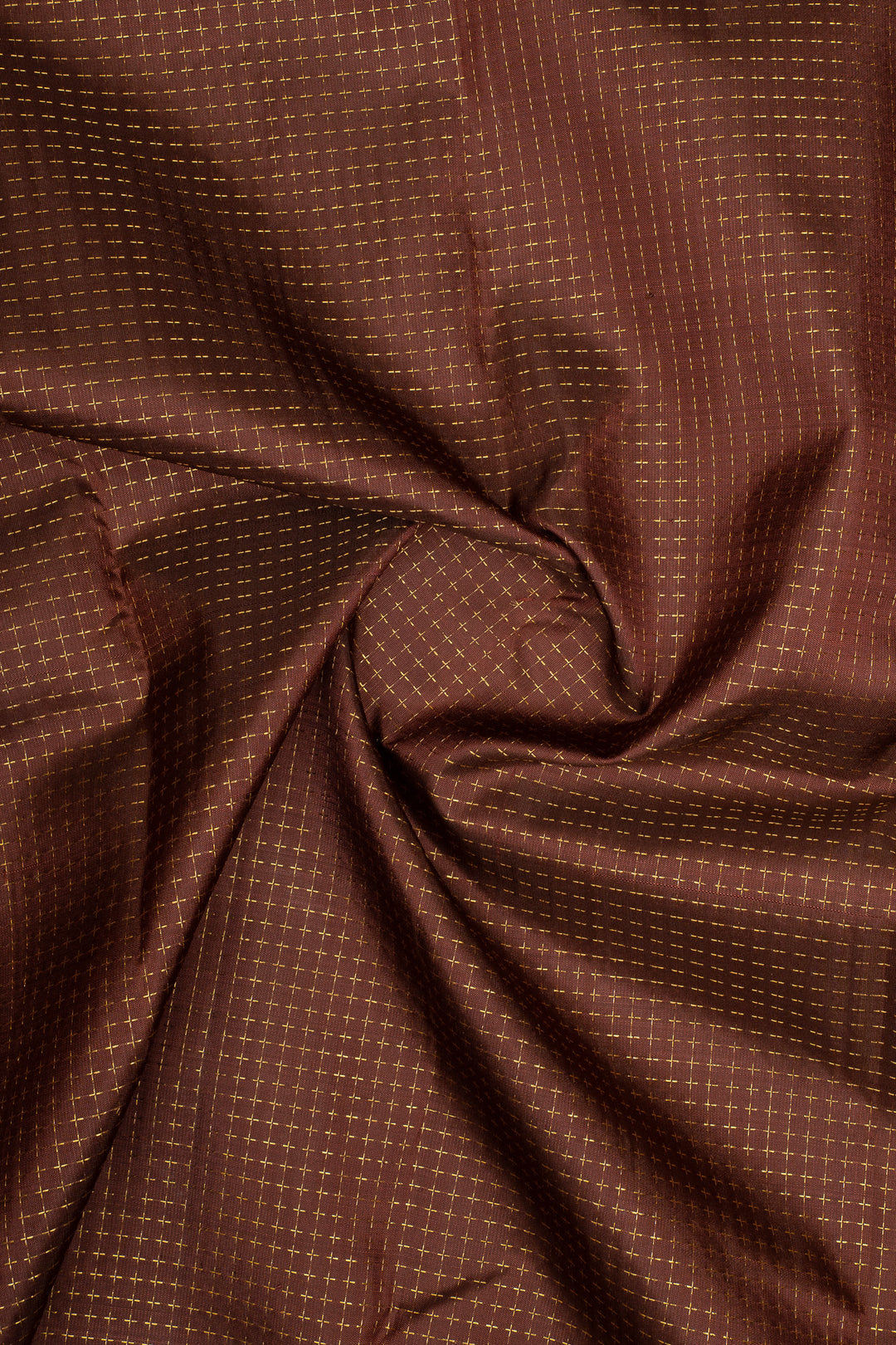 Brown Checks Pure Kanchipuram Silk Saree