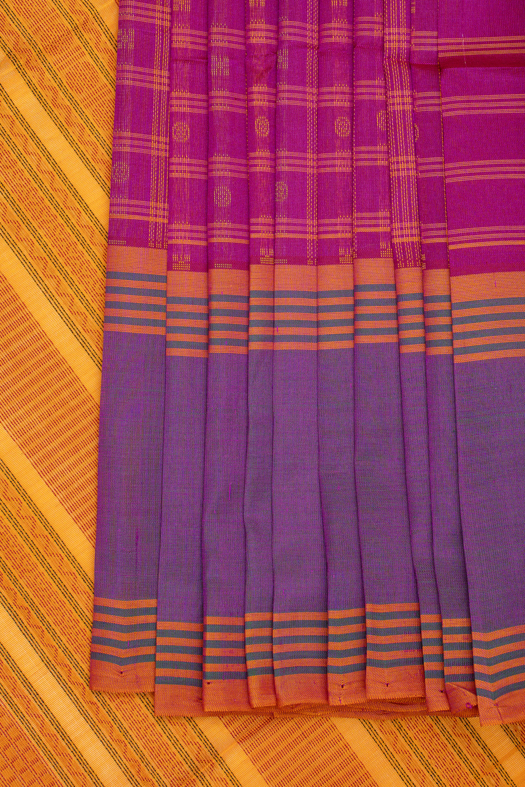 Pink Thread Checks Pure Silk Cotton Saree