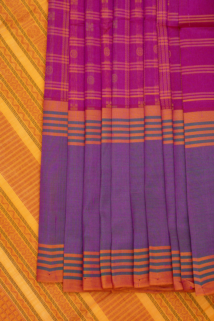 Pink Thread Checks Pure Silk Cotton Saree