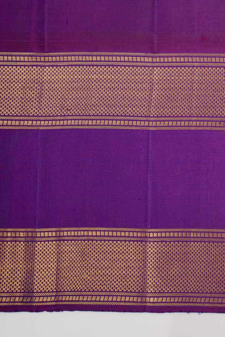 Lakshmi Red and purple Jamdani checks Checks Pure Kanchipuram Silk Saree