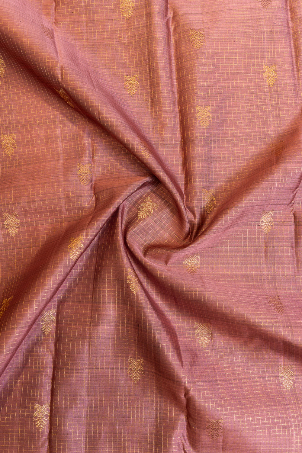 Mauve purple iruthalaipakshi zari checks pure Kanchipuram silk saree