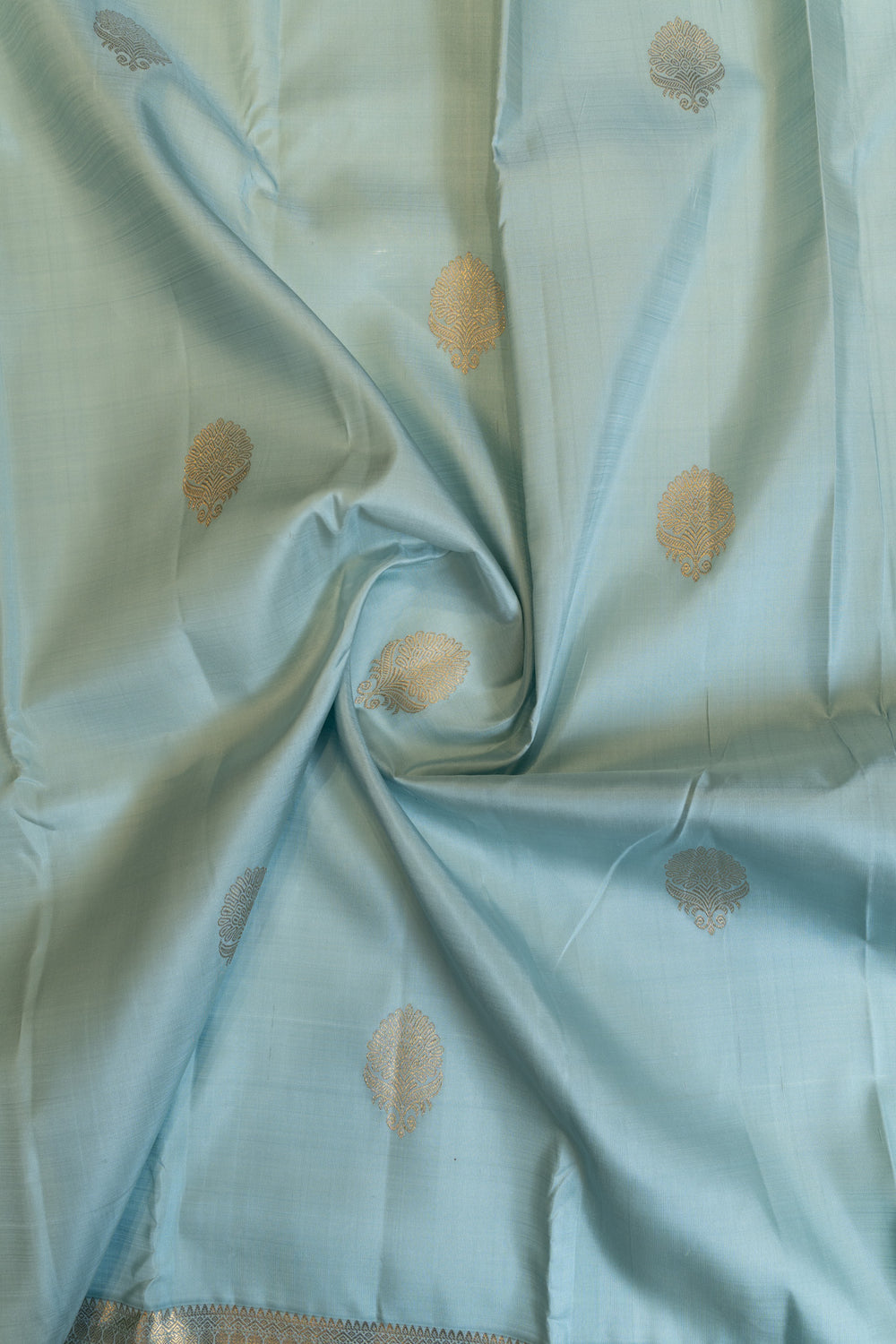 Pastel blue pure Kanchipuram silk saree