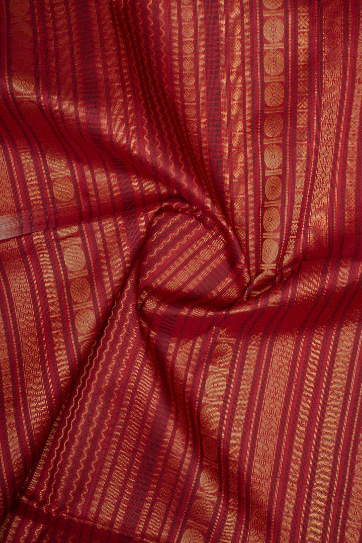Ivory Thread Stripes Paisley Pure Silk Cotton Saree