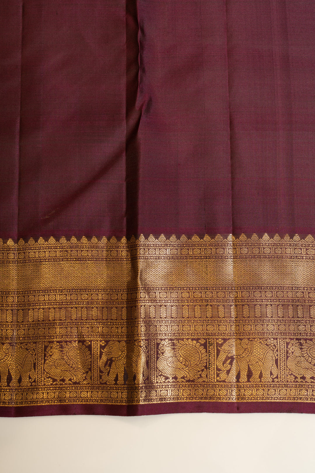 Mauve purple iruthalaipakshi zari checks pure Kanchipuram silk saree