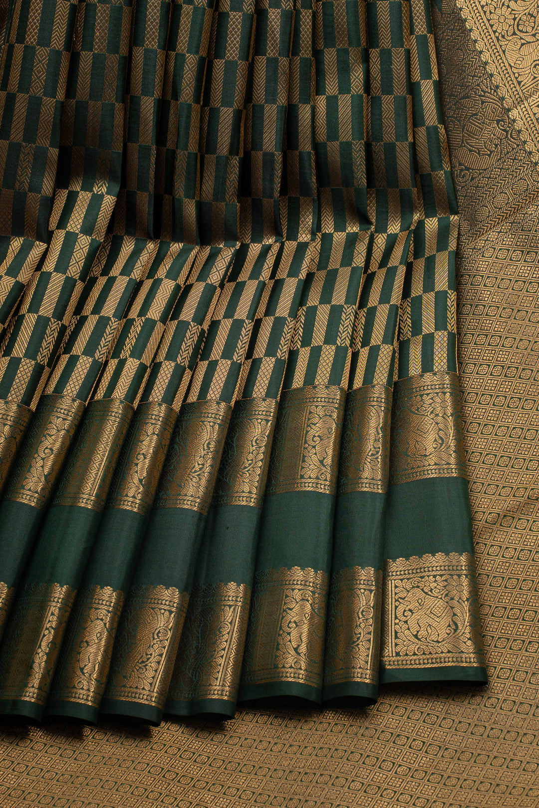 Bottle Green Brocade Pure Kanchipuram Silk Saree